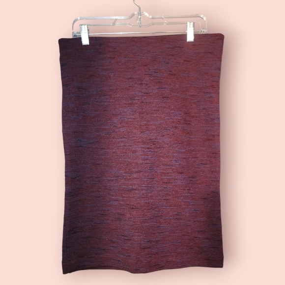 LOFT Burgundy Plum Marled Sweater Pencil Skirt Stretch Knit Workwear Size M BNWT - Picture 2 of 3